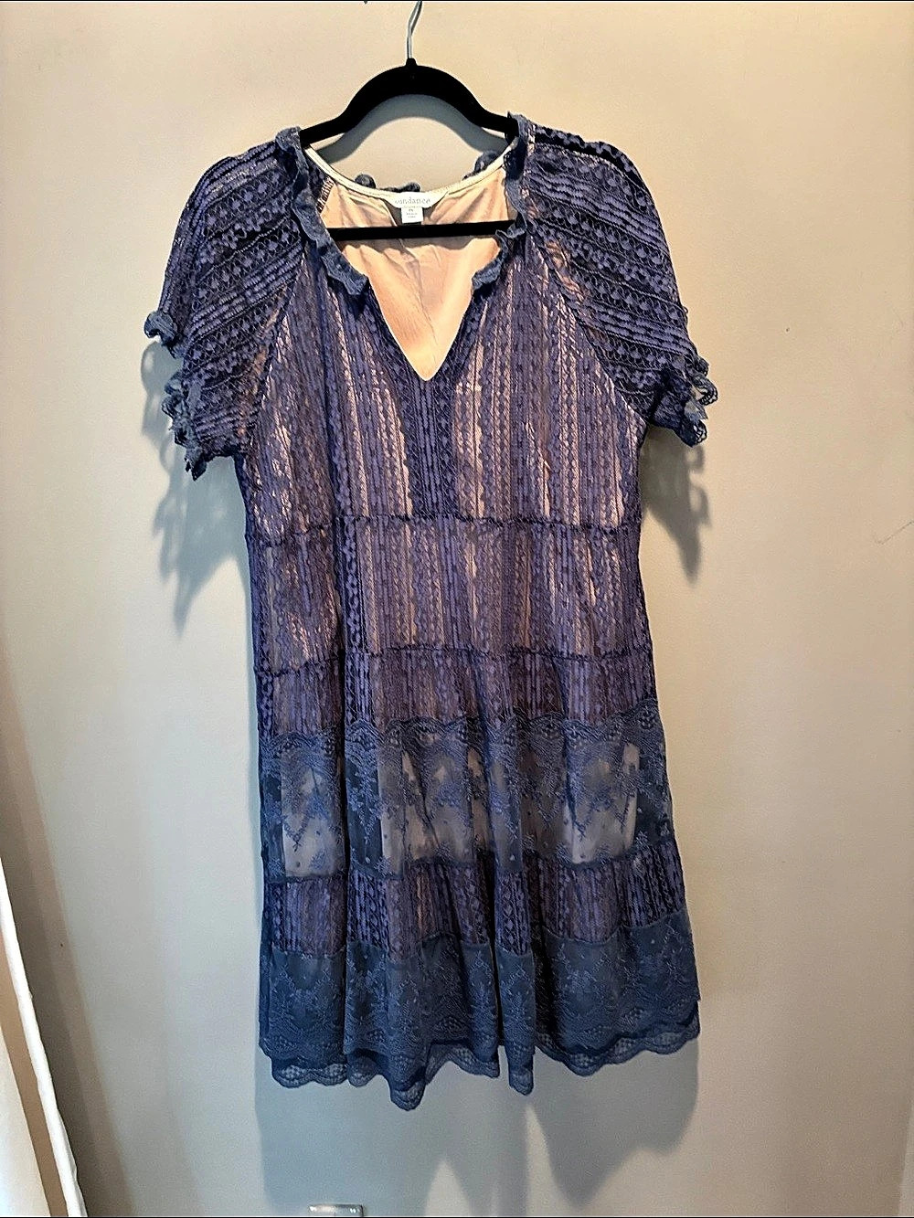 sundance Lace Mini Dress in Blue PL Like New